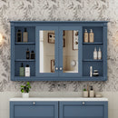 Wall-Mounted Mirror Cabinet With Adjustable Shelf And Open Shelves