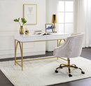 Lightmane - Vanity Desk - White High Gloss & Gold Finish - Atlantic Fine Furniture Inc