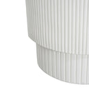Handmade Side Table With Ribbed Design For Indoor And Outdoor Use - White