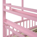 Wooden Full Size House Bed with 2 Drawers,Kids Bed with Storage Shelf, Pink