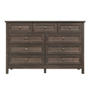 Rustic Storage Dresser With 9 Drawers And Silver Handle