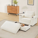 Modern Style Armchair Chaise Lounge Sofa Couch With Movable Storage Ottoman, USB Ports, Cup Holders, Phone Holder, Side Pockets