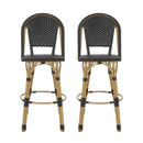 Outdoor Rattan And Aluminum French Barstools (Set of 2)