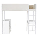 Twin Size Teddy FleeceLoft Bed Wood Bed, White