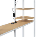 Loft Bed With Desk, Shelves, Power Outlet, LED Light And Wardrobe