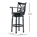 Elegant Leather Swivel Bar Stool With Arms - Espresso
