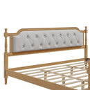 Traditional Style Solid Bed Frame With Upholstered Tufted Headboard, No Box Spring Needed