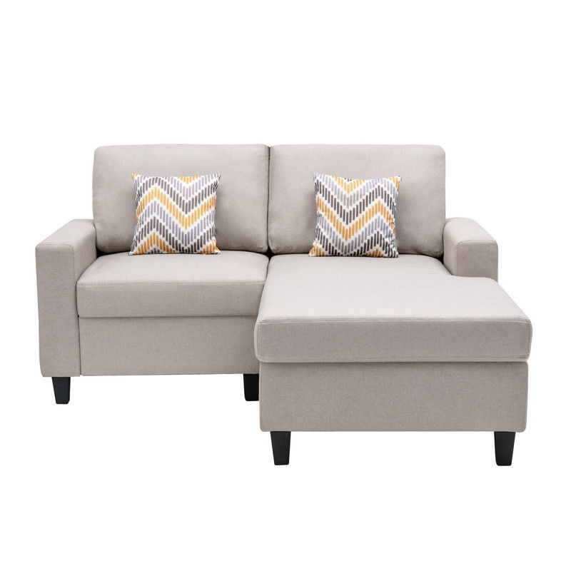 Nolan - Fabric 2-Seater Reversible Sofa With Pillows And Interchangeable Legs