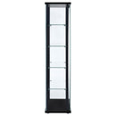 Delphinium - 5-Shelf Clear Glass Curio Display Cabinet - Black