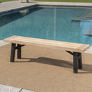 Outdoor Bench With Slat Panel Design And Acacia Wood Frame