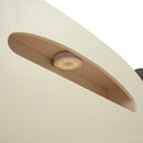 Twin Size Wood Platform Bed with Bear-shaped Headboard,Bed with Motion Activated Night Lights,Cream+Walnut