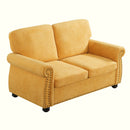 Soft Loveseat, Upholstered 2 Seater Couch, Loose Back Cushions And Turned Legs