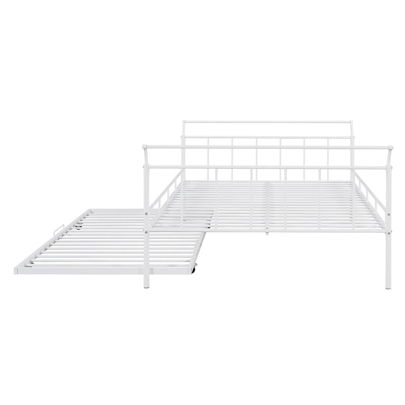 Metal Daybed With Curved Handle Design And Trundle