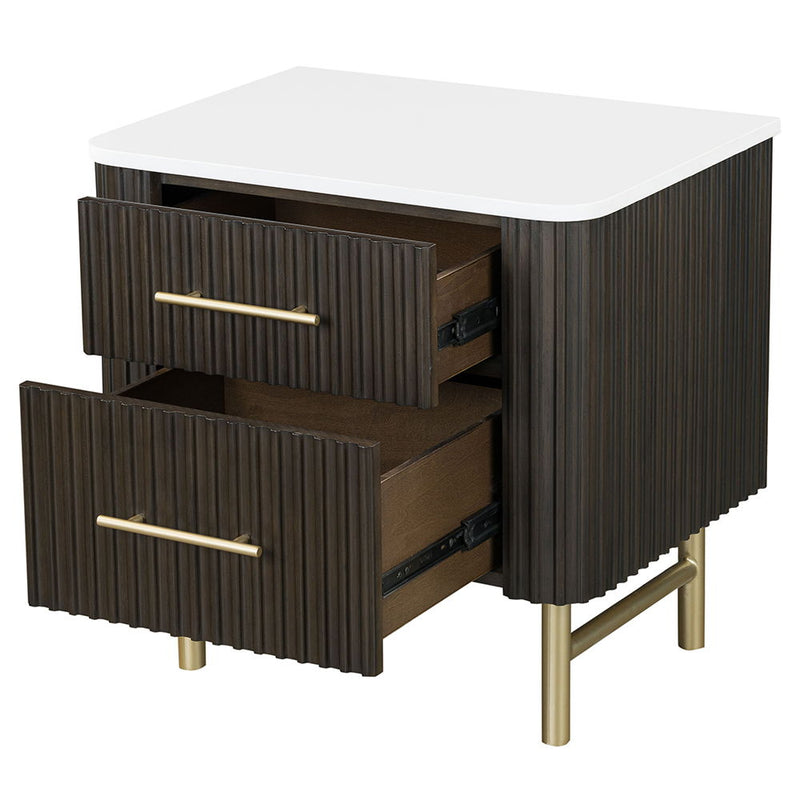 Clayten - Nightstand - Marble Top & Espreeso Finish