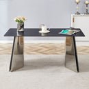 Modern Marble Patterned Dining Table With Stainless Steel Butterfly Legs
