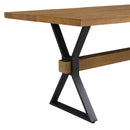 Farmhouse Style X Shaped Legs Dining Table With Moulded Details - Brown