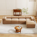 Contemporary Elegant White Chenille Sofa With Storage And Ottoman