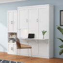 Murphy Bed With Side Cabinet Storage Shelf, Folding Wall Bed With Desk Combo