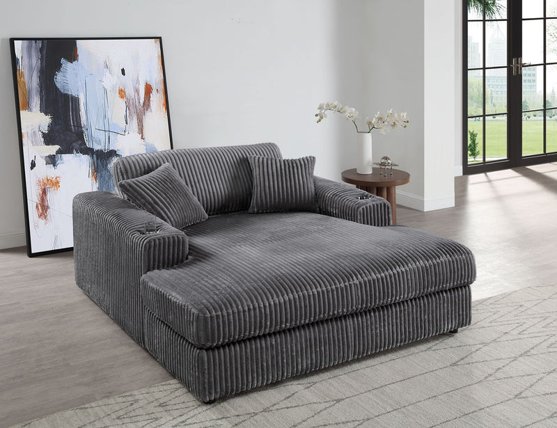 Hilde Chaise - With 2 Pillows - Dark Gray