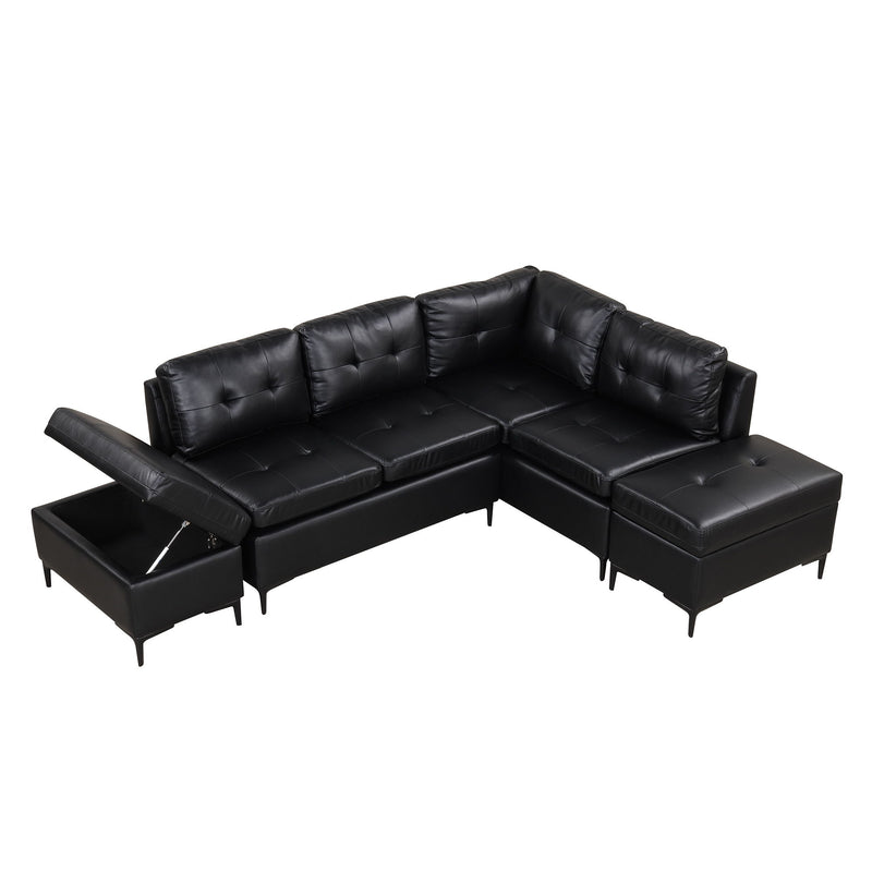 L-Shaped Corner Sofa Sectional Sofa Couch With Movable Storage Ottomans For Living Room