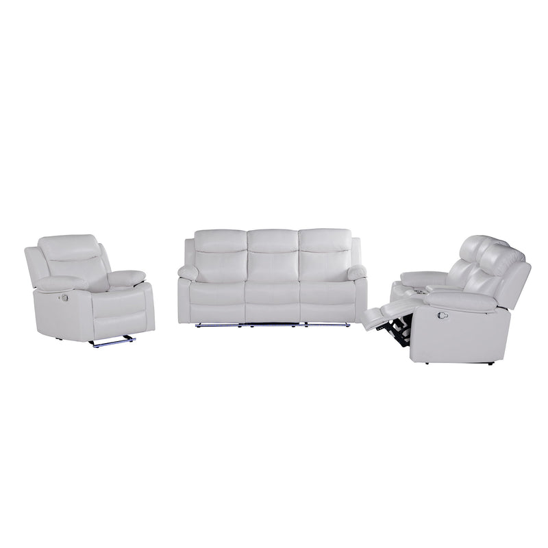 Blanche - Glider Recliner With LED Light In, Medium Firm Seating, Pillow Top Arms - White