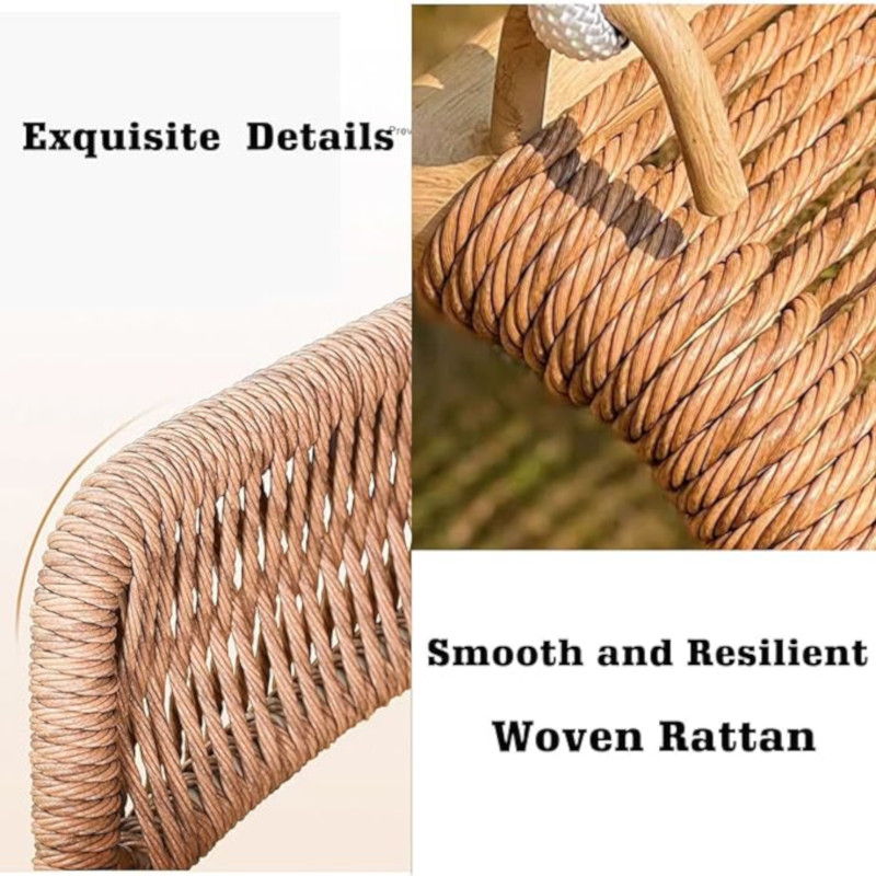 Hammock Swing Chair With Stand For Indoor, Outdoor, Anti-Rust Wood-Colored Frame With Cushion Oversized Double Hammock Chair For Patio Balcony Bedroom Ban On Amazon - Gold / Brown