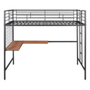 Full Metal Loft Bed with Desk and Metal Grid, Black