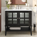 Bathroom Vanity With Ceramic Sink, Adjustable & Open Shelf