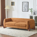 Contemporary Boucle Sherpa Sofa With Birch Wood Legs
