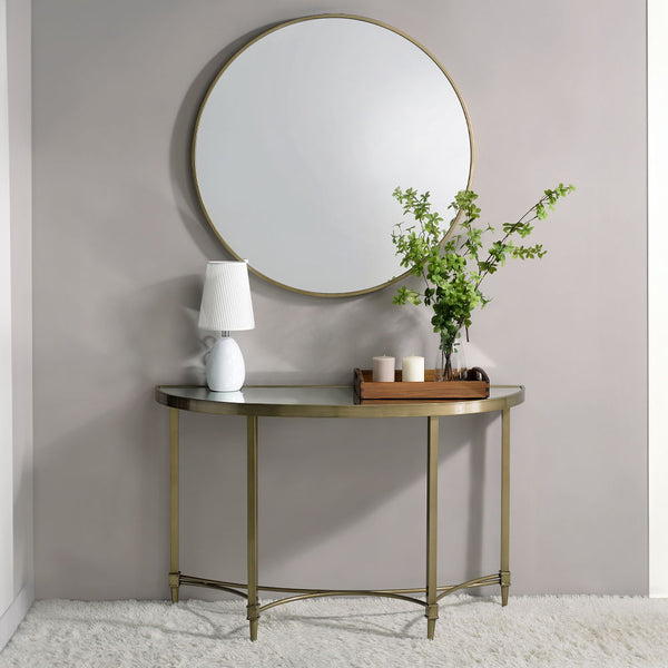 Aditya - Console Table With Mirror - Mirrored & Antique Brass