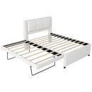 Upholstery Platform Bed With Trundle,Trundle Can Be Flat Or Erected