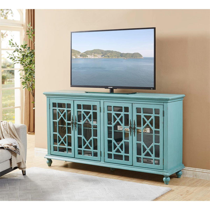 Hand Painted Textured Credenza Storage Cabinet