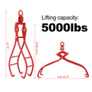 Heavy-Duty 4 Claw Timber Log Lifting Tongs Grabber - Red