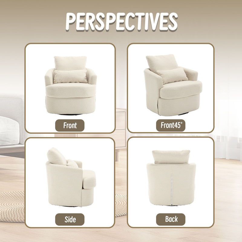 Modern Barrel Comfy Round Accent Sofa Chair, 360 Degree Swivel