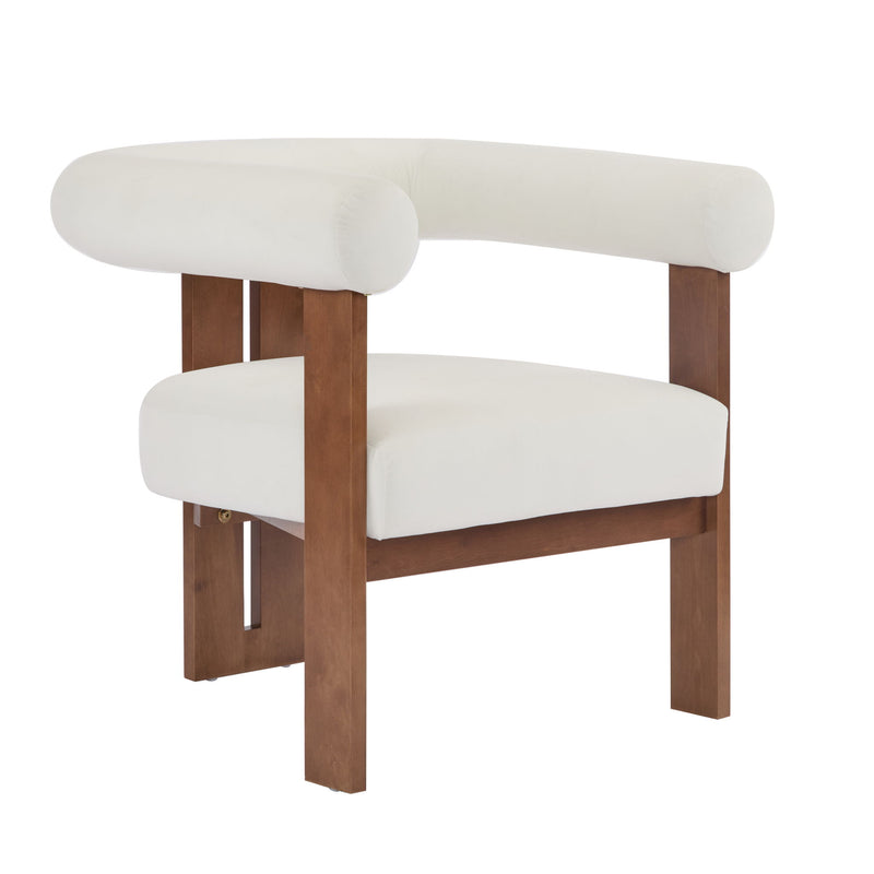 Modern Upholstered Round Arm Accent Chair With Velvet Upholstery