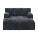Chenille Interior Lazy Sofa Chaise Longue Armchair With 3 Pillows And Armrests