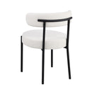 Dining Chairs (Set of 2) Round Upholstered Boucle Dining Room Chairs Mid-Century Modern Kitchen Chairs Curved Backrest Chairs For Dining Room Metal Legs - White / Black