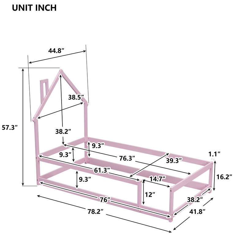 Wood Bed With House Shaped Headboard Floor Bed With Fences