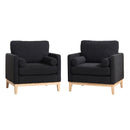 Wide Modern Performance Accent Chair With Natural Legs