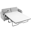 Corduroy Sleeper Sofa Loveseat Sofa With Full Size Mattress, 2 USB Ports, 2 Cup Holders, 2 Side Pockets And Phone Holder