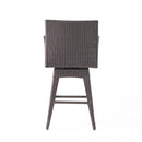 Outdoor Modern Rattan Swivel Barstool With Tapered Legs - Beige / Multibrown