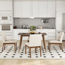 5 Piece Dining Set With 4 Upholstered Chairs - Light Beige / Walnut