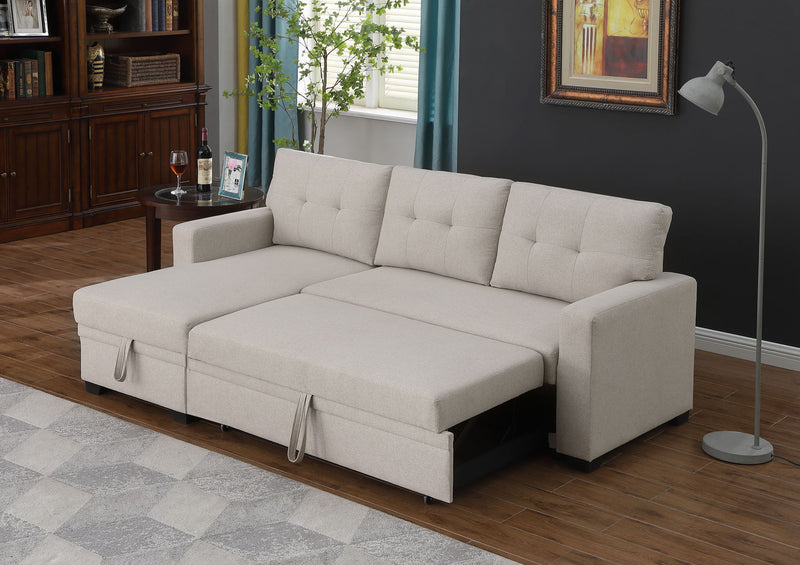 Upholstered Pull Out Sectional Sofa With Chaise