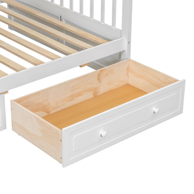Bunk Bed With Drawers, Convertible Storage Bed