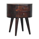 Rounded Wooden Bedside Table - Walnut