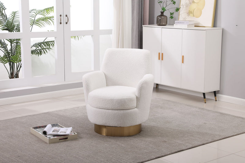 Swivel Barrel Chair, Swivel Accent Chairs Armchair For Living Room, Reading Chairs For Bedroom Comfy, Round Barrel Chairs With Gold Stainless Steel Base