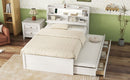 LED Platform Bed With Trundle With Storage Headboard With Drawers