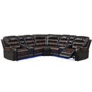 Manual Reclining Sectional Sofa Set, L Shaped Symmetrical Motion Sofa Corner Couch Sets With Storage Boxes, 4 Cup Holders And LED Light Strip For Living Room