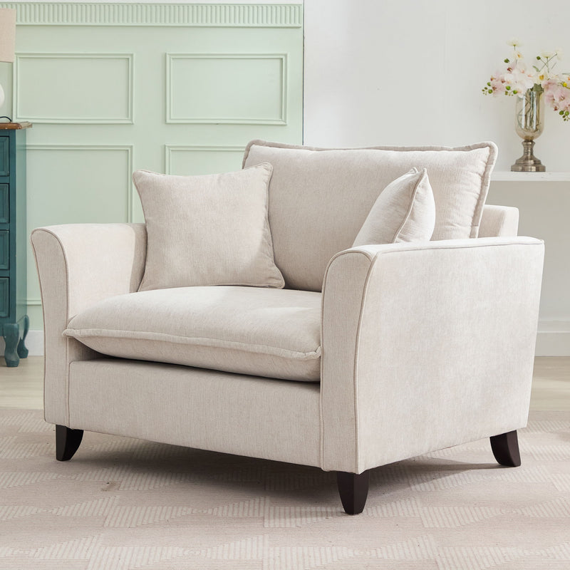 Oversized Armchair, Chenille Fabric, Comfy Chair And A Half Single Sofa With Pillow For Living Room