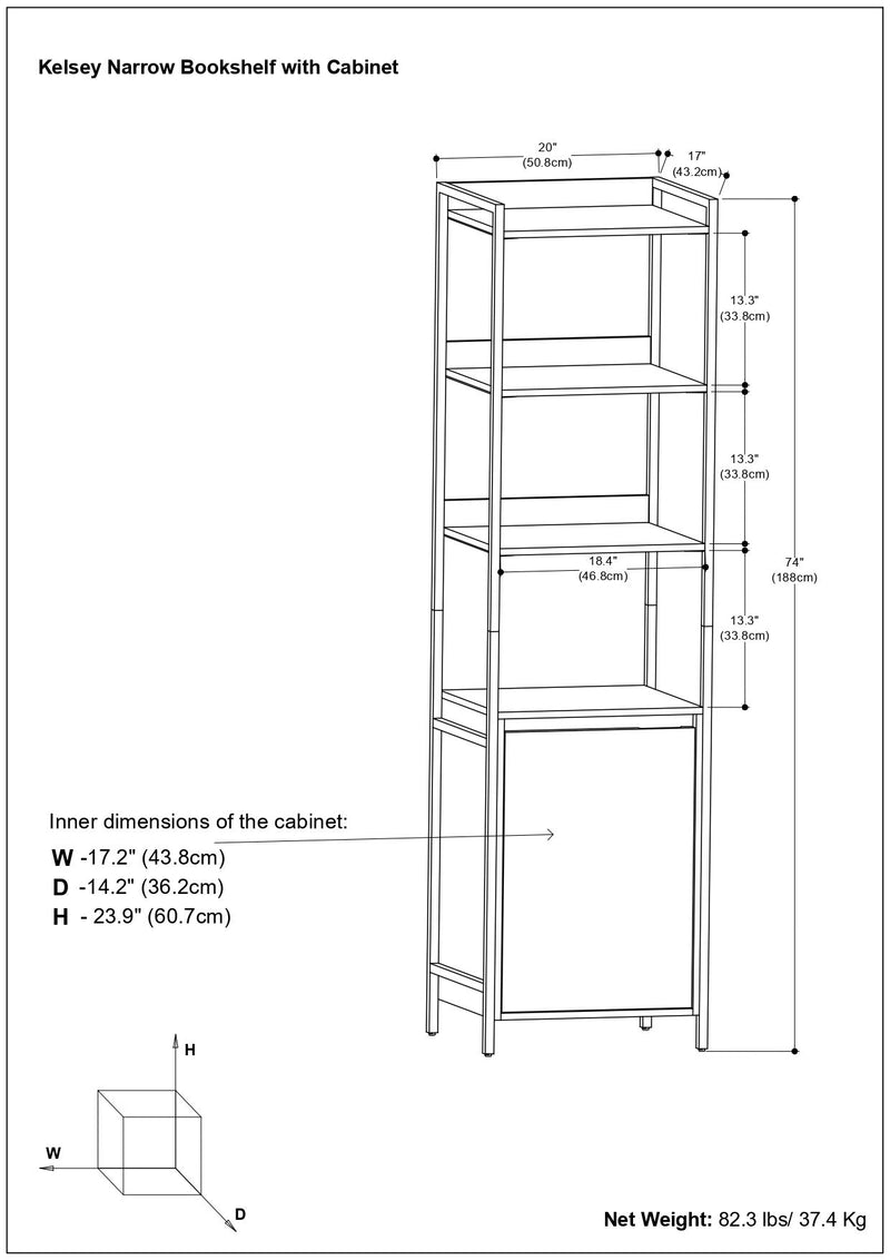 Kelsey - Large Bookshelf With Cabinet